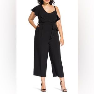 City Chic Romance Assymetrical One Shoulder Crop Jumpsuit